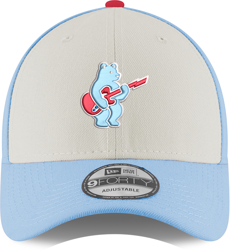Youth Chicago Cubs Guitar Bear Alternate 9FORTY Adjustable Chrome/Sky Blue Cap By New Era - Pro Jersey Sports