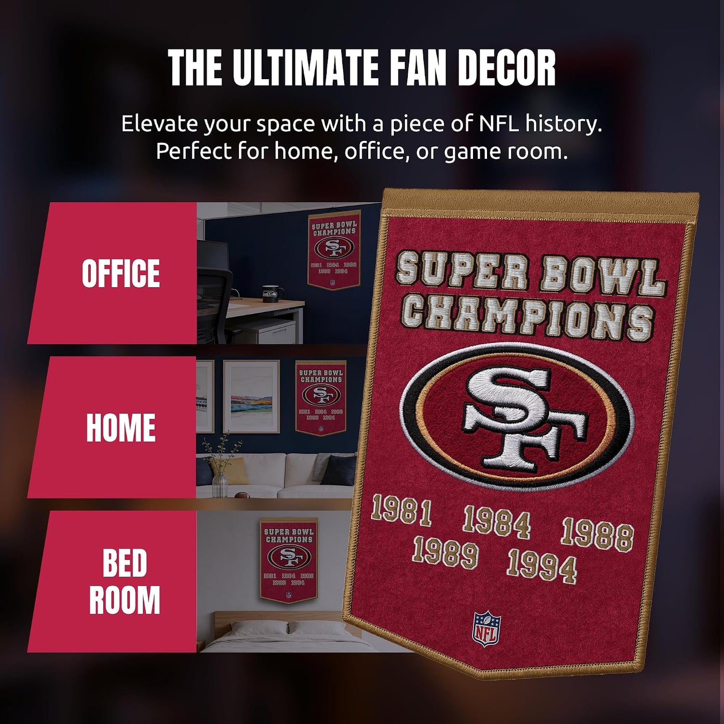 NFL San Francisco 49ers Dynasty Banner 24" by 36"