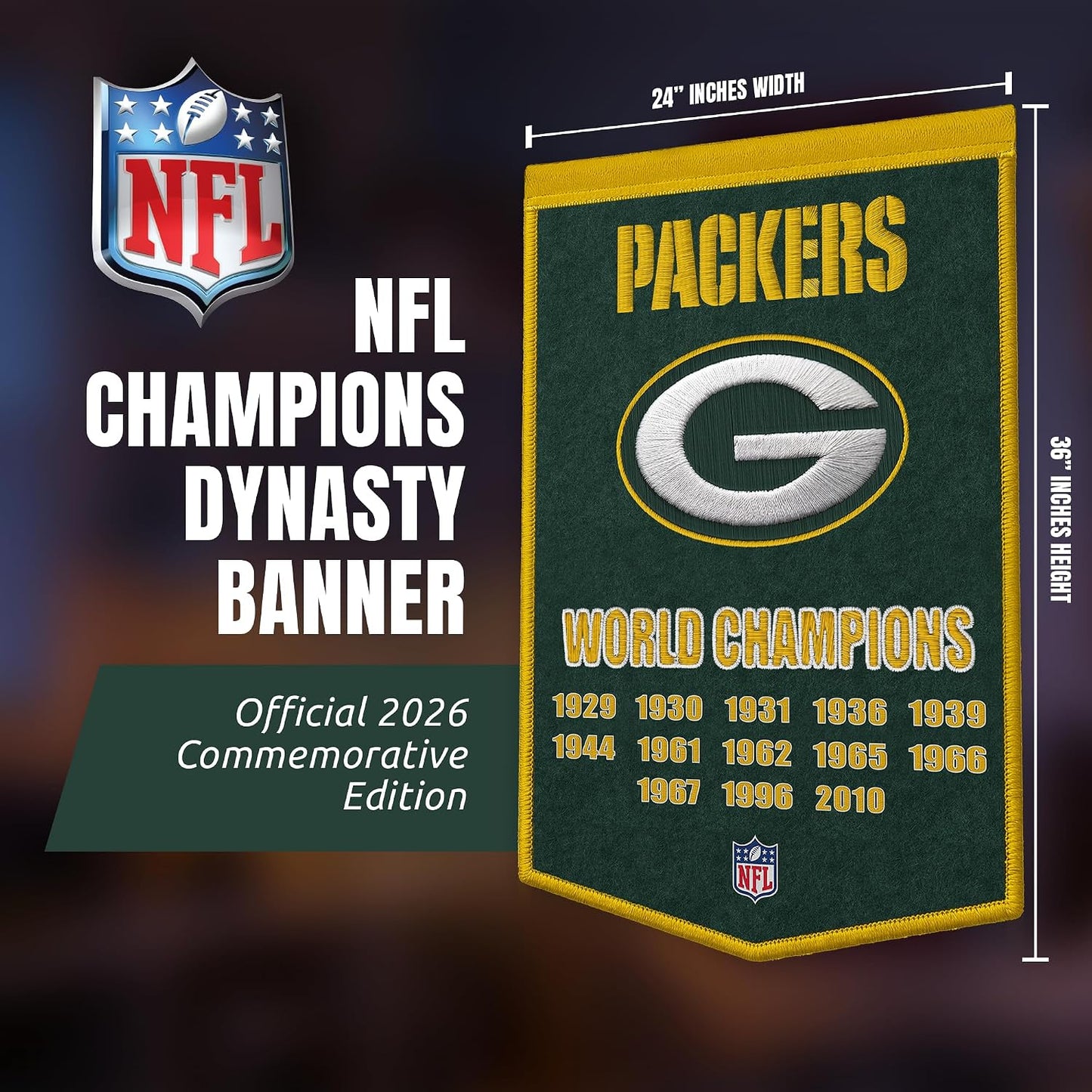 NFL Green Bay Packers Heritage Banner Wall Decor 24" x 36"