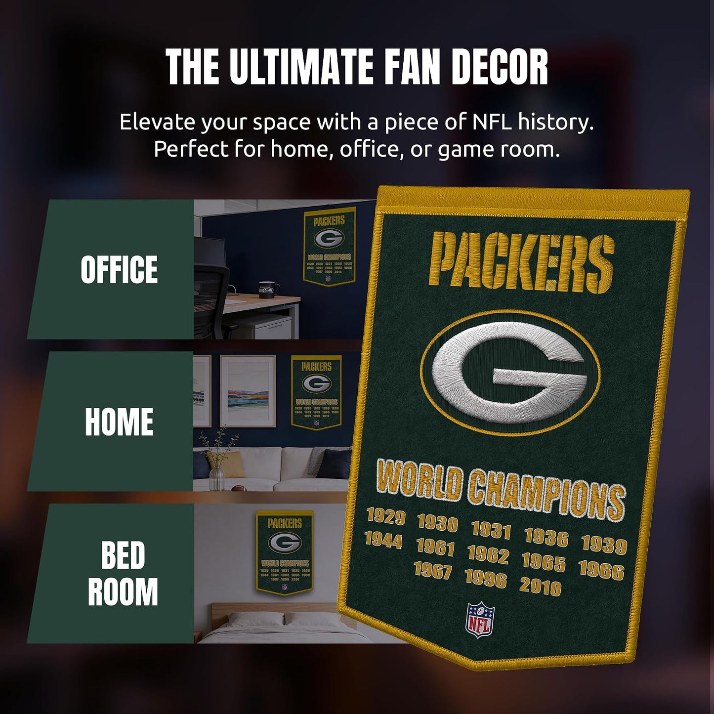 NFL Green Bay Packers Heritage Banner Wall Decor 24" x 36"