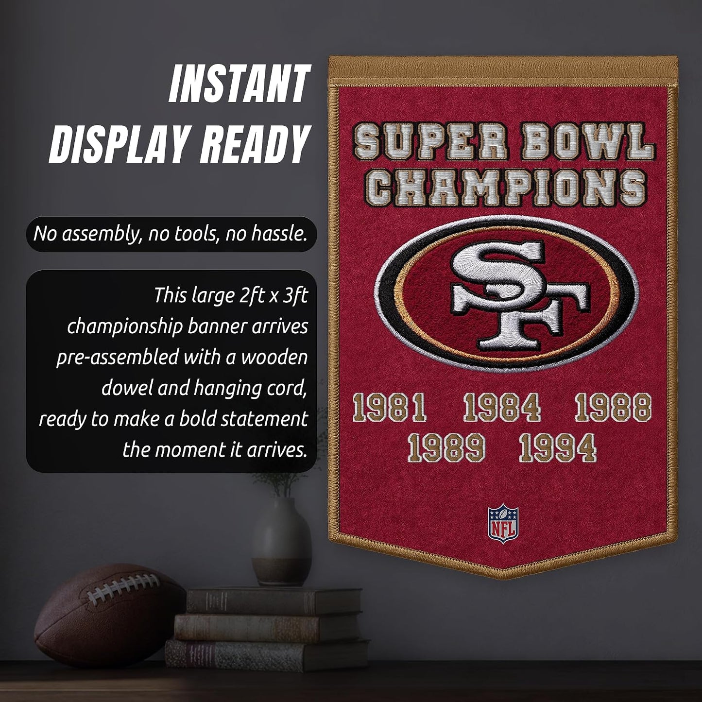 NFL San Francisco 49ers Dynasty Banner 24" by 36"