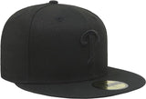 Men's Philadelphia Phillies Tonal Black On Black 59FIFTY Fitted Hat - Pro Jersey Sports