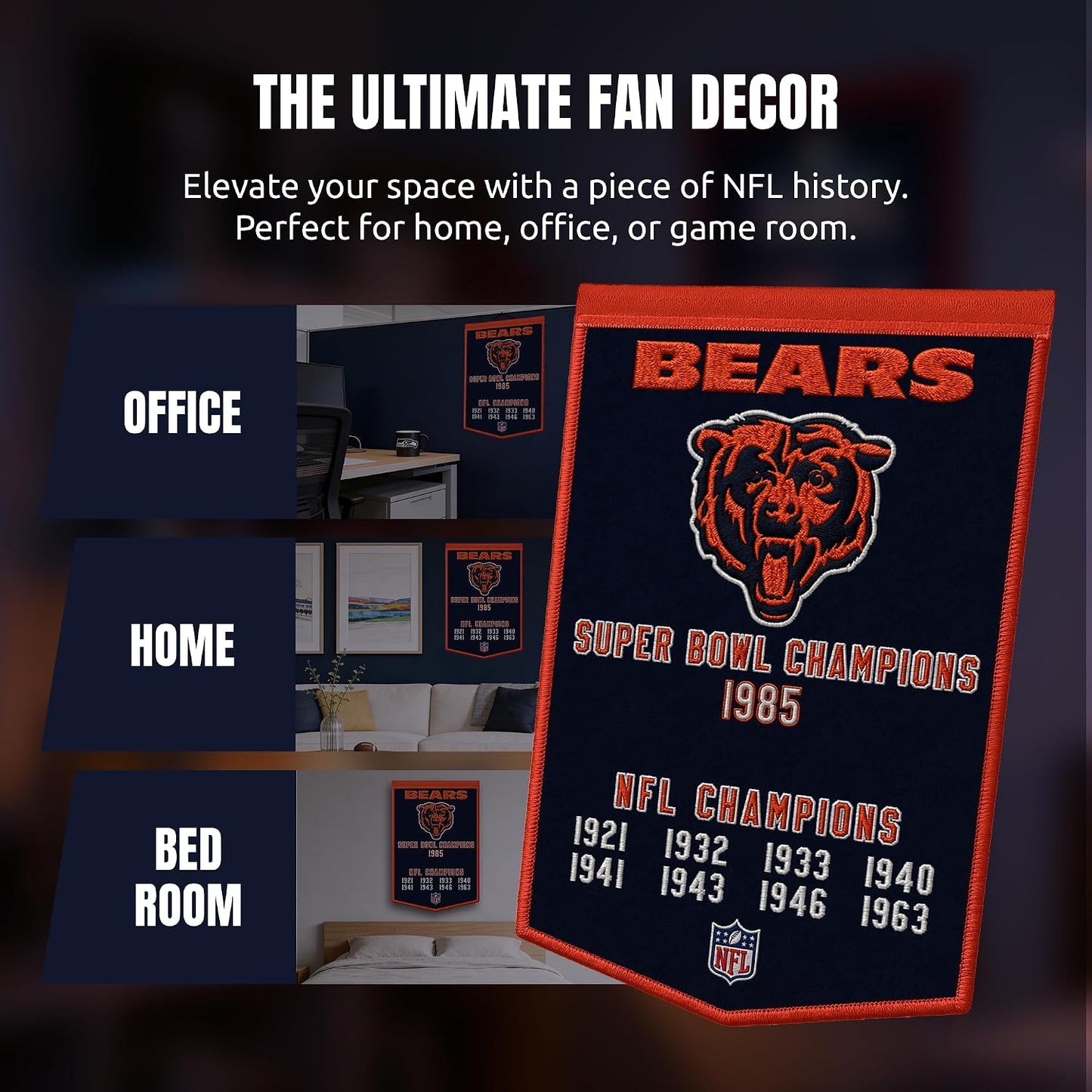 NFL Chicago Bears Dynasty Banner 24" by 36"