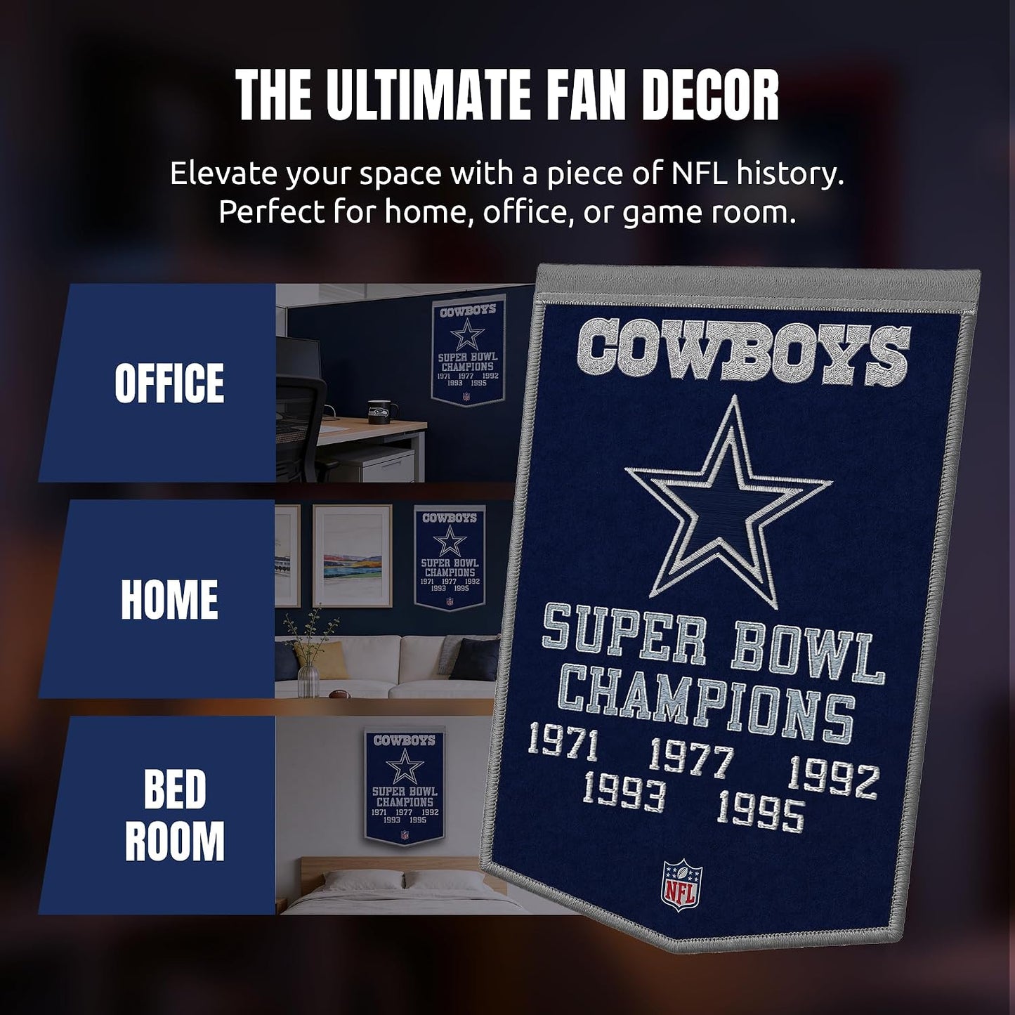 NFL Dallas Cowboys Dynasty Banner 24" by 36"