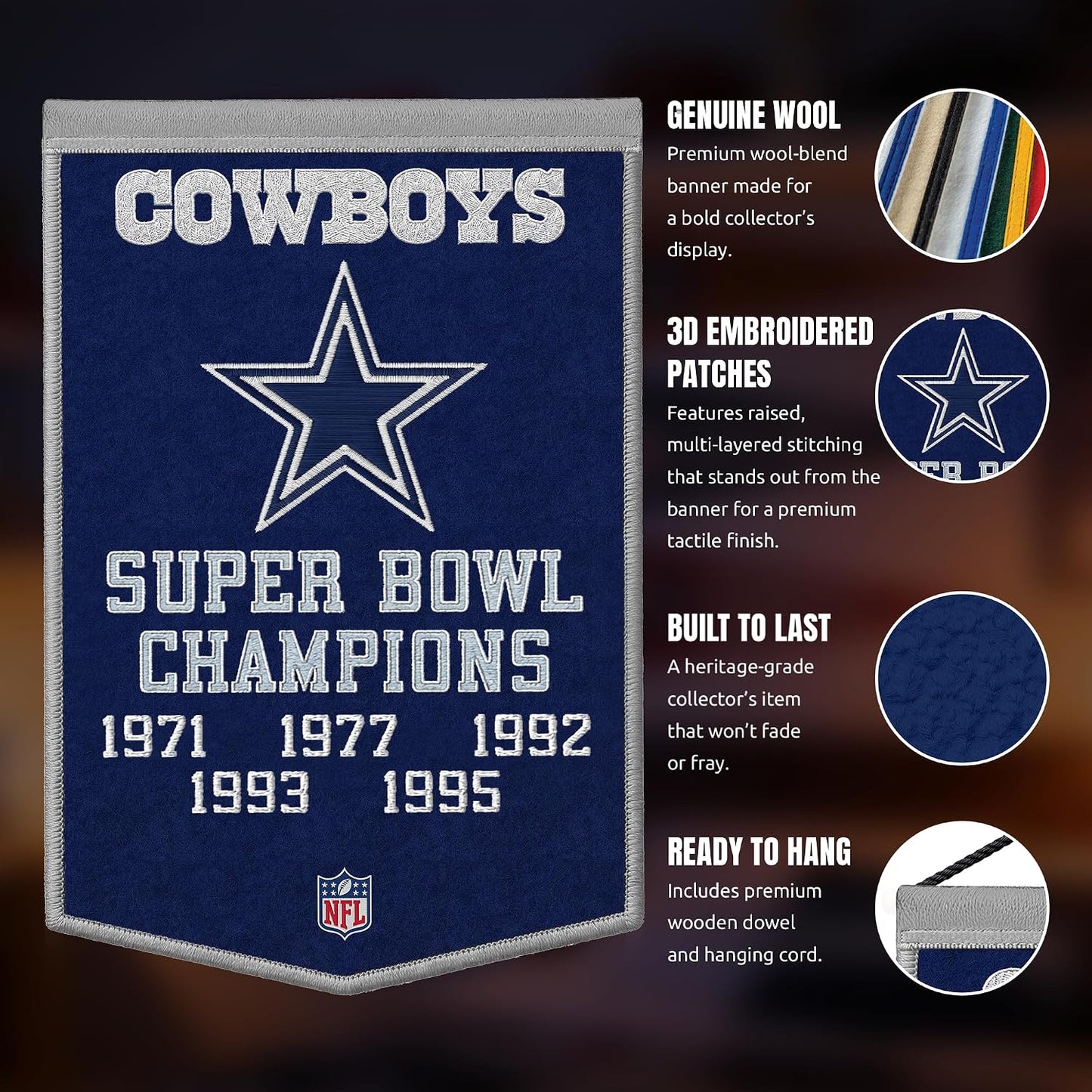 NFL Dallas Cowboys Dynasty Banner 24" by 36"