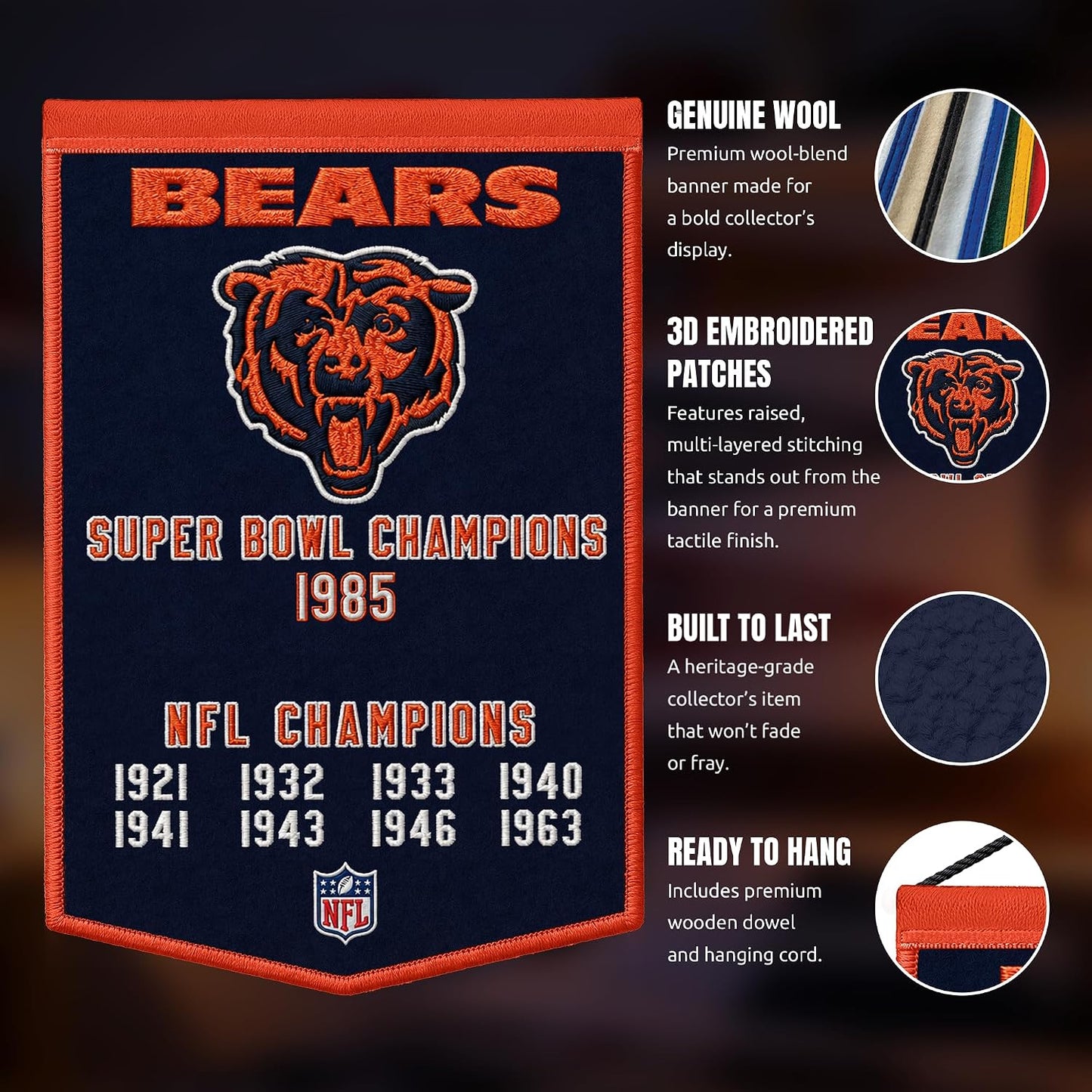 NFL Chicago Bears Dynasty Banner 24" by 36"