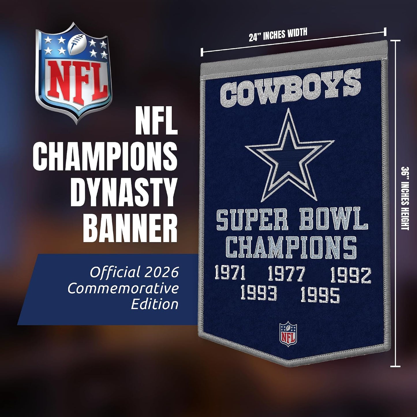 NFL Dallas Cowboys Dynasty Banner 24" by 36"