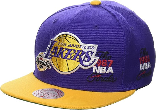 Men's Los Angeles Lakers NBA Patched Up 2 Tone Purple/ Gold Mitchell & Ness Adjustable Snapback Hat