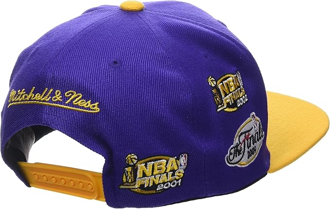 Men's Los Angeles Lakers NBA Patched Up 2 Tone Purple/ Gold Mitchell & Ness Adjustable Snapback Hat