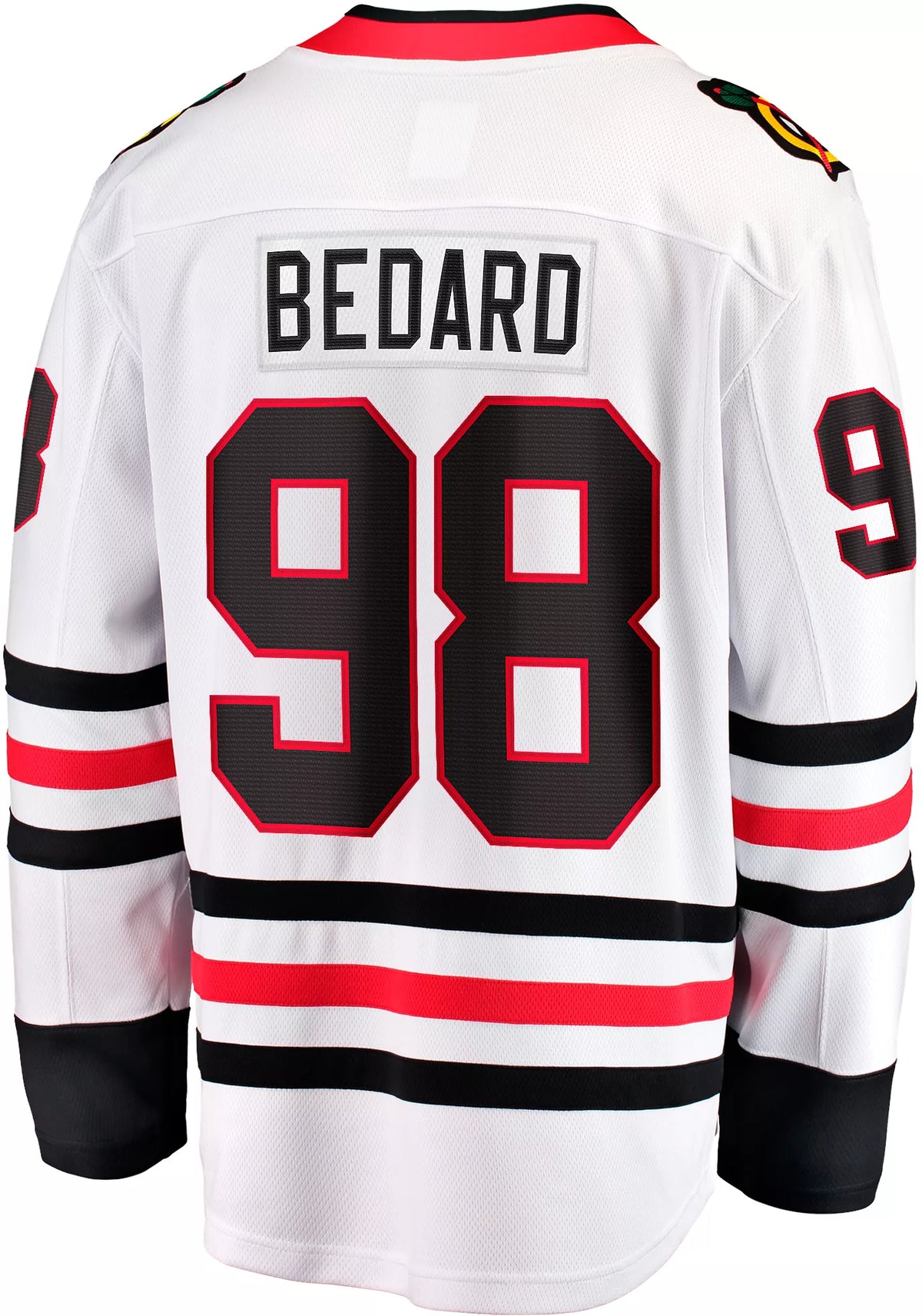 Men's Connor Bedard Chicago Blackhawks White Road Premium Twill Fanatics Breakaway Replica Jersey