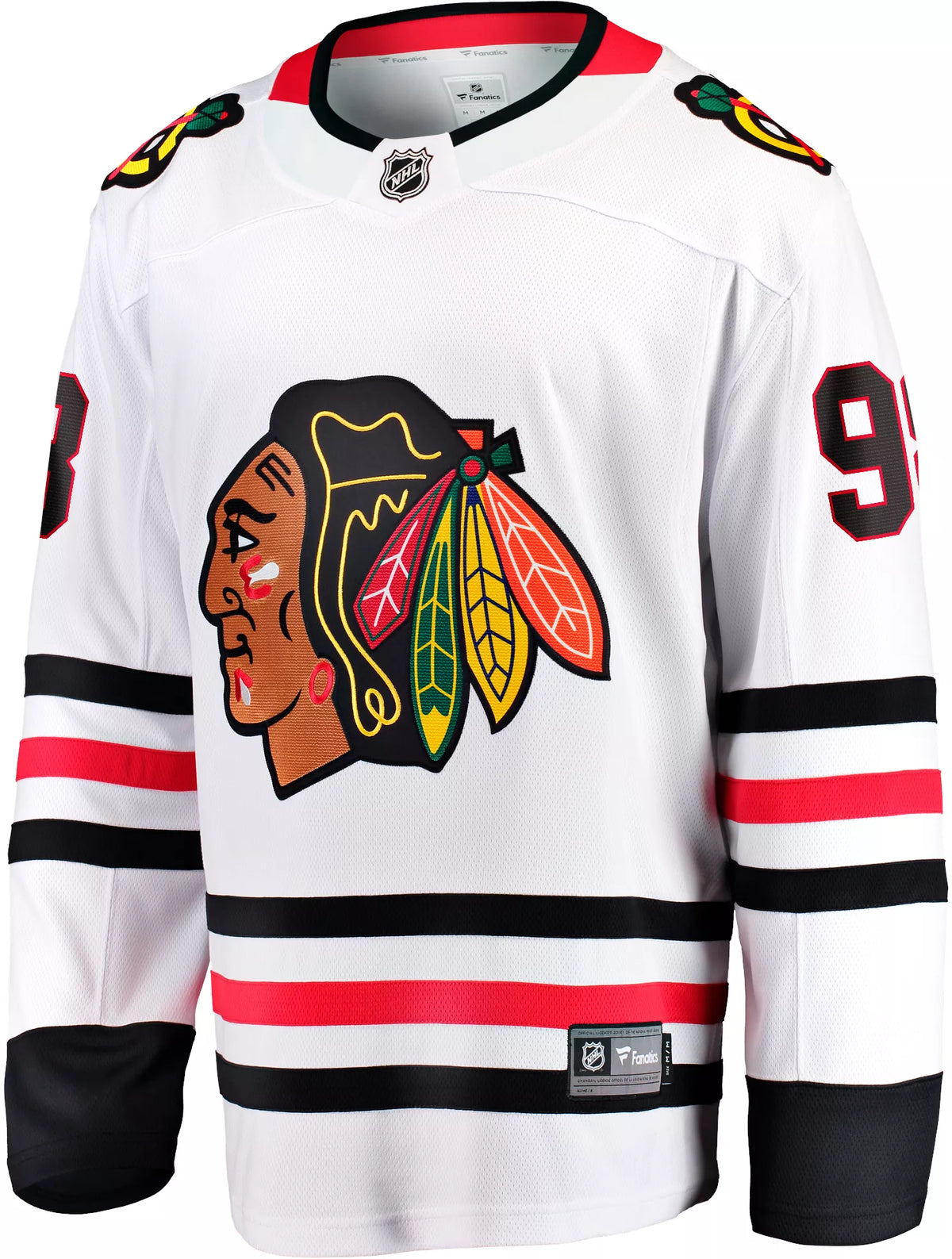 Men's Connor Bedard Chicago Blackhawks White Road Premium Twill Fanatics Breakaway Replica Jersey