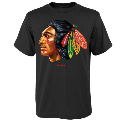 Youth Chicago Blackhawks Reebok Team Logo 3D Black T-Shirt