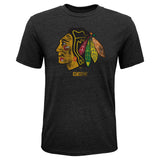 CCM Chicago Blackhawks Youth Heather Black Faded Logo Tee - Pro Jersey Sports