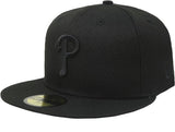 Men's Philadelphia Phillies Tonal Black On Black 59FIFTY Fitted Hat - Pro Jersey Sports
