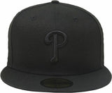 Men's Philadelphia Phillies Tonal Black On Black 59FIFTY Fitted Hat - Pro Jersey Sports