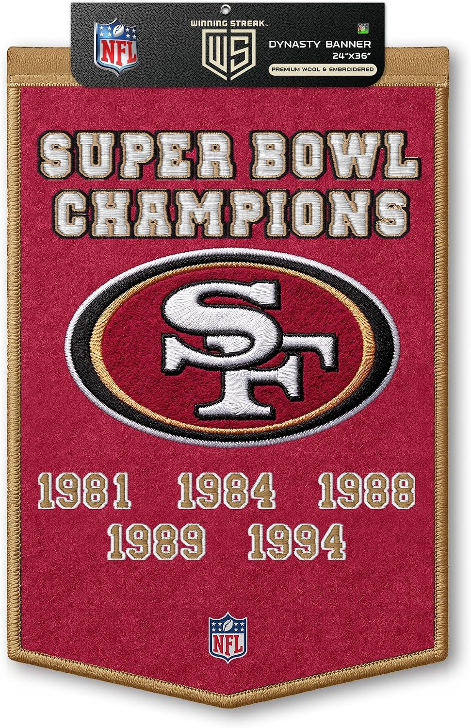 NFL San Francisco 49ers Dynasty Banner 24" by 36"