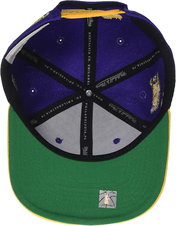 Men's Los Angeles Lakers NBA Patched Up 2 Tone Purple/ Gold Mitchell & Ness Adjustable Snapback Hat