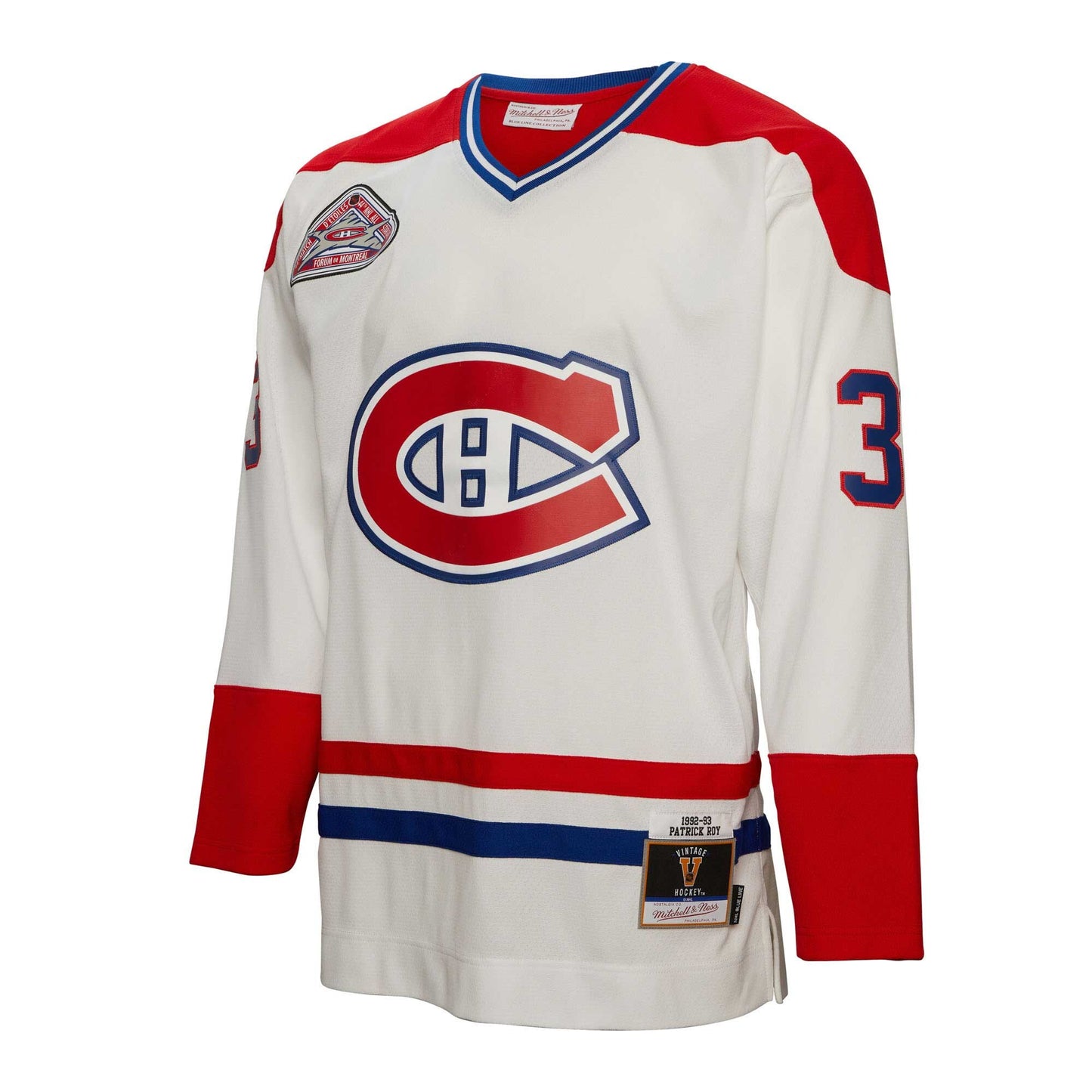 Men's Montreal Canadiens Patrick Roy Mitchell & Ness White 1992/93 Blue Line Player Jersey