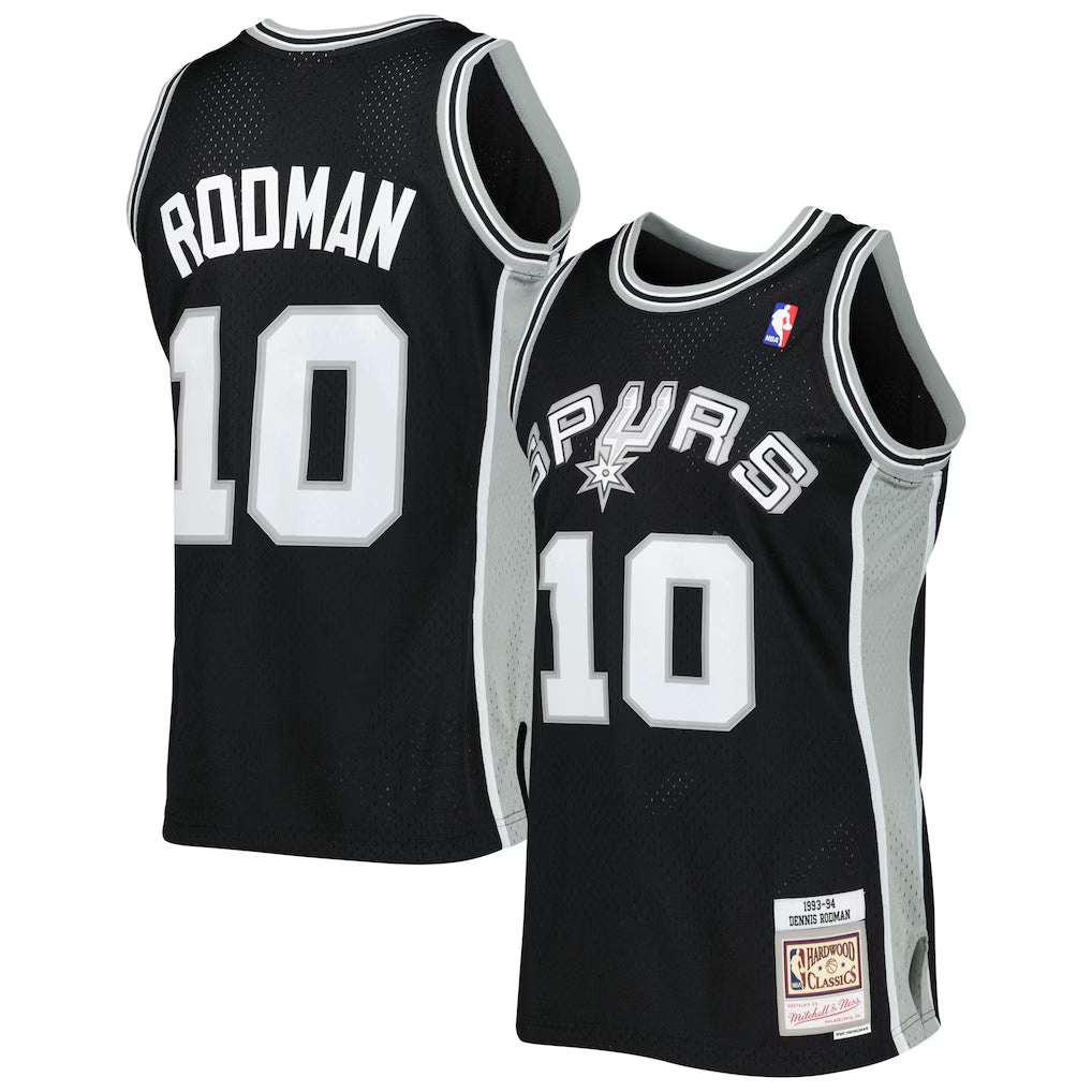 Men's San Antonio Spurs Dennis Rodman Mitchell & Ness Black 1993/94 Hardwood Classics Swingman Jersey