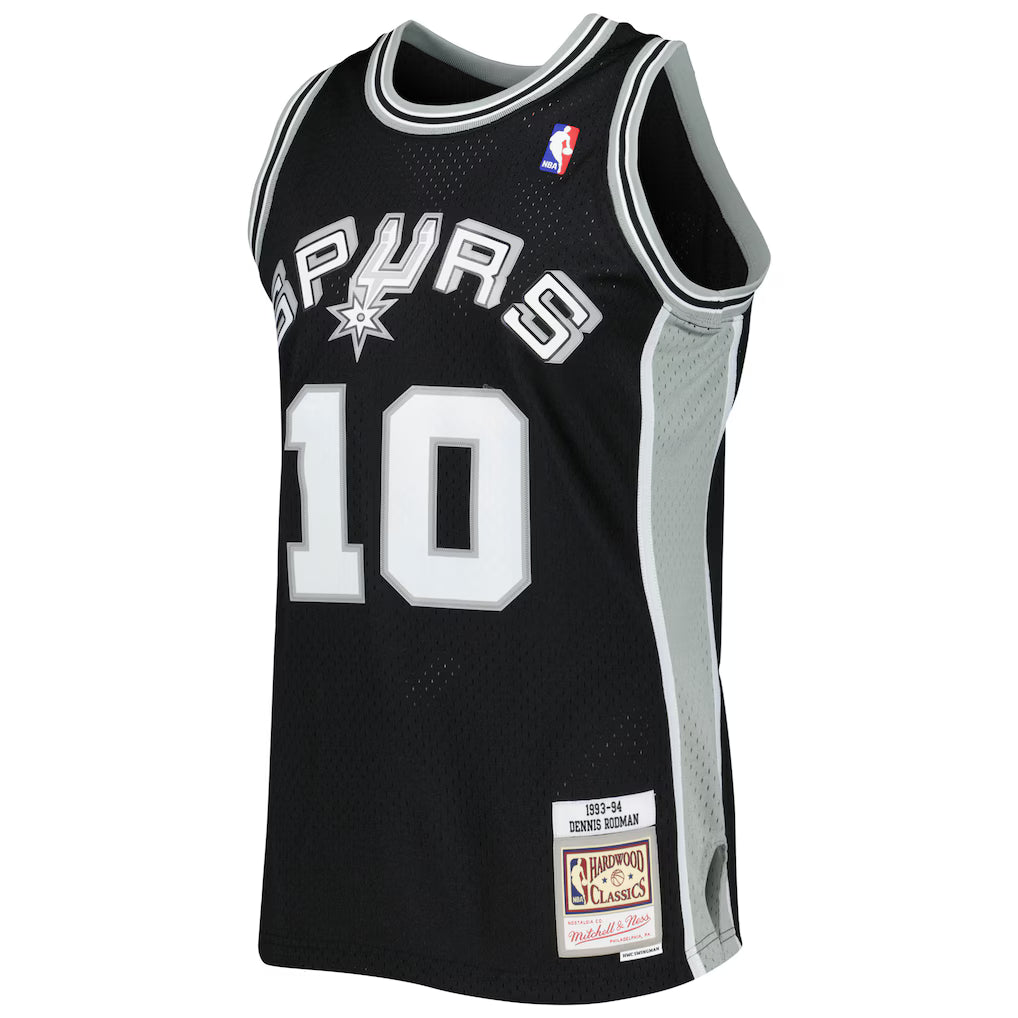 Men's San Antonio Spurs Dennis Rodman Mitchell & Ness Black 1993/94 Hardwood Classics Swingman Jersey
