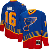 Men's St. Louis Blues Brett Hull Mitchell & Ness Blue 1995/96 Blue Line Player Jersey - Pro Jersey Sports