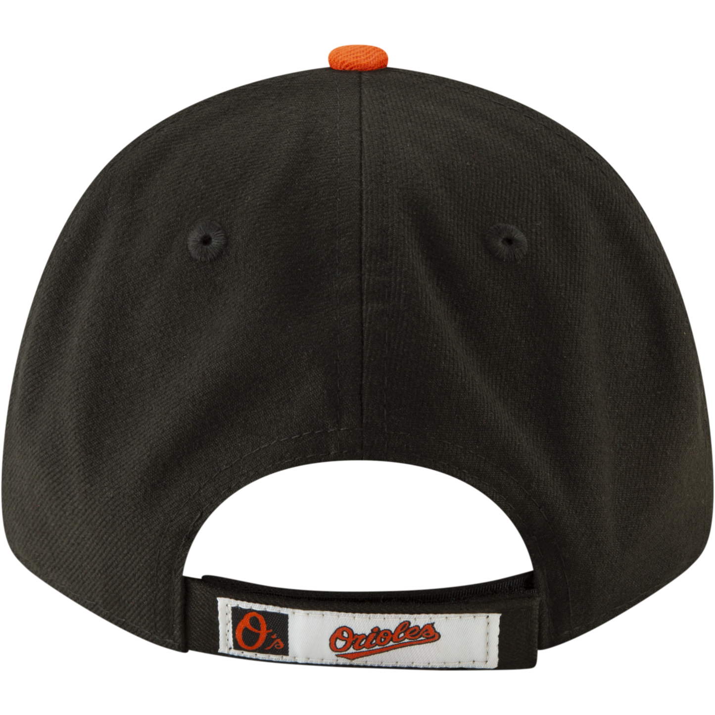Mens New Era Baltimore Orioles The League 9FORTY Black/Orange Road Adjustable Game Cap