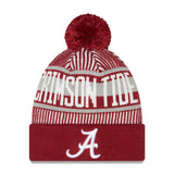 Men's Alabama Crimson Tide Crimson NCAA New Era Knitstripe Cuffed Pom Knit Hat - Pro Jersey Sports
