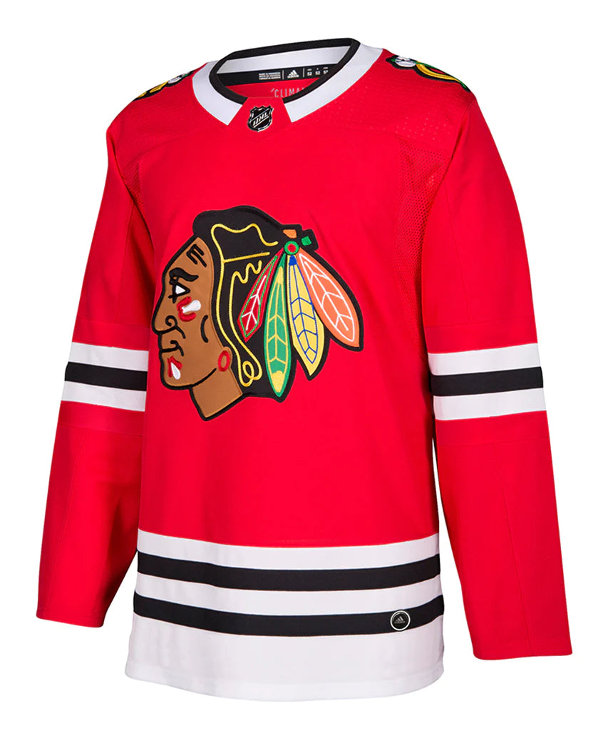 Men's Chicago Blackhawks Adidas Red Home Authentic Blank Jersey (Old Collar)