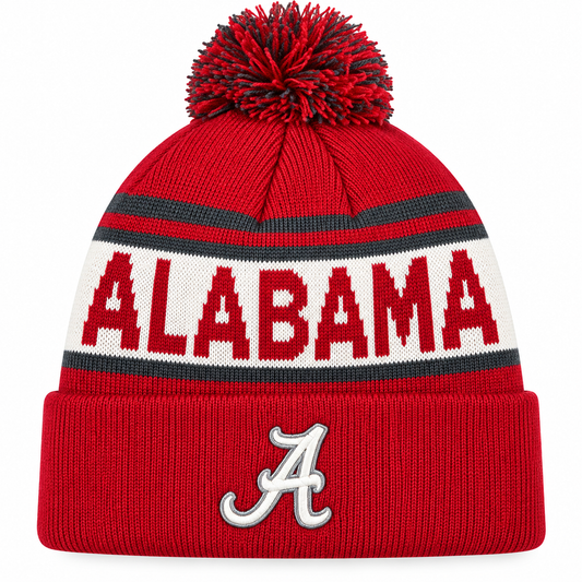 Alabama Crimson Tide NCAA Top of the World Crimson Cuffed Pom Knit Hat