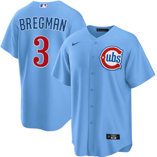 NIKE Men's Chicago Cubs Alex Bregman #3 Light Blue 2nd Alternate Replica Jersey
