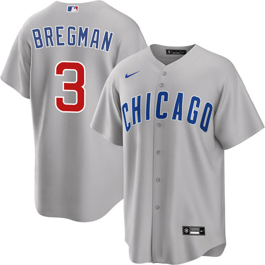 Mens Chicago Cubs Alex Bregman Road Gray Replica Jersey