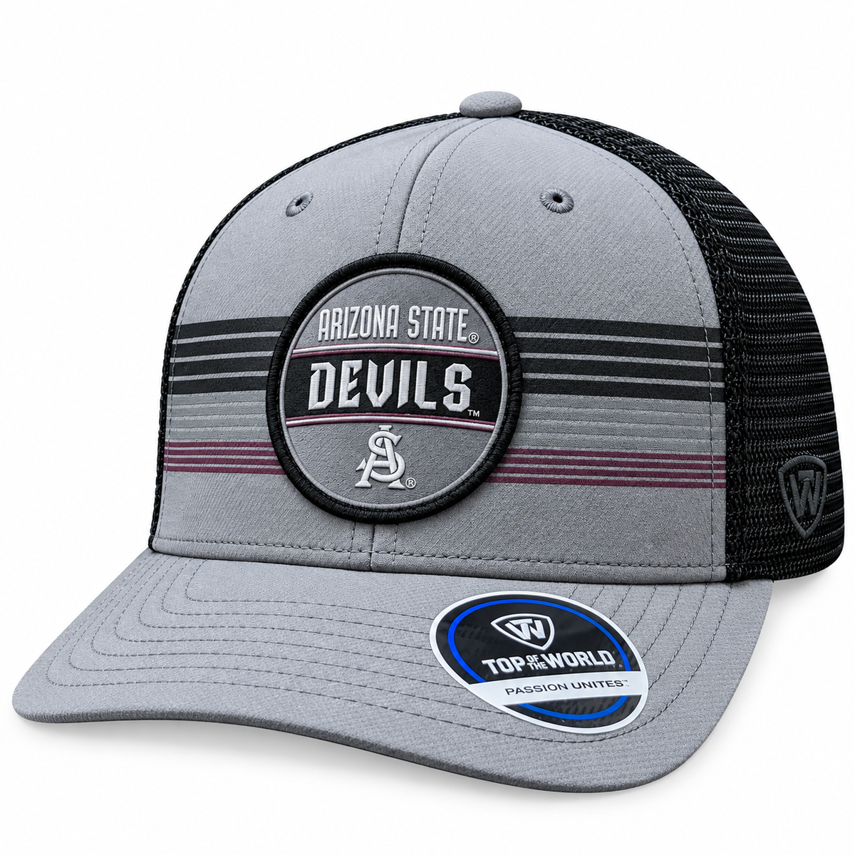 Arizona State Sun Devils Top of the World Gray/Black Trucker Adjustable Snapback Hat