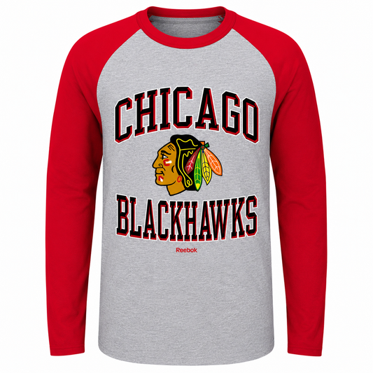 Youth Chicago Blackhawks Long Sleeve Raglan T-Shirt