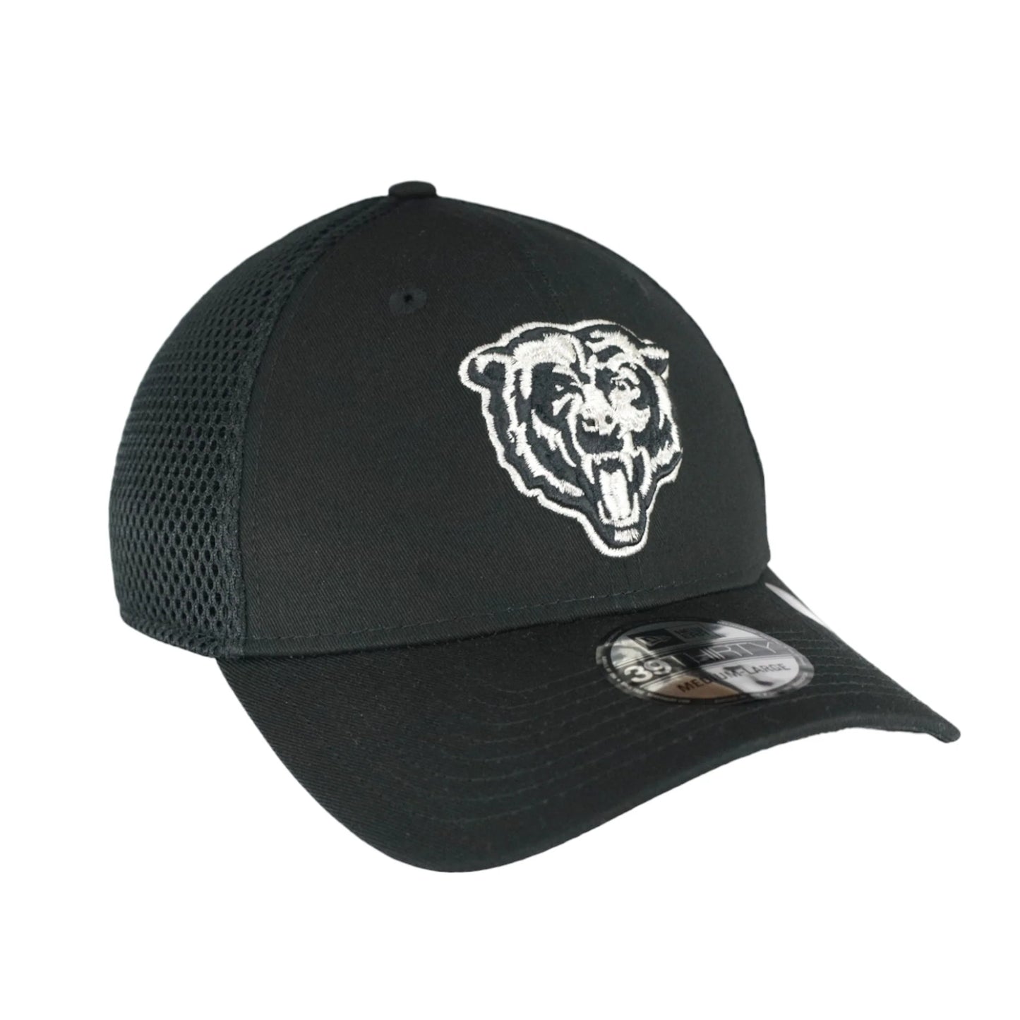 Chicago Bears New Era Black & White 39THIRTY Neo Flex Hat