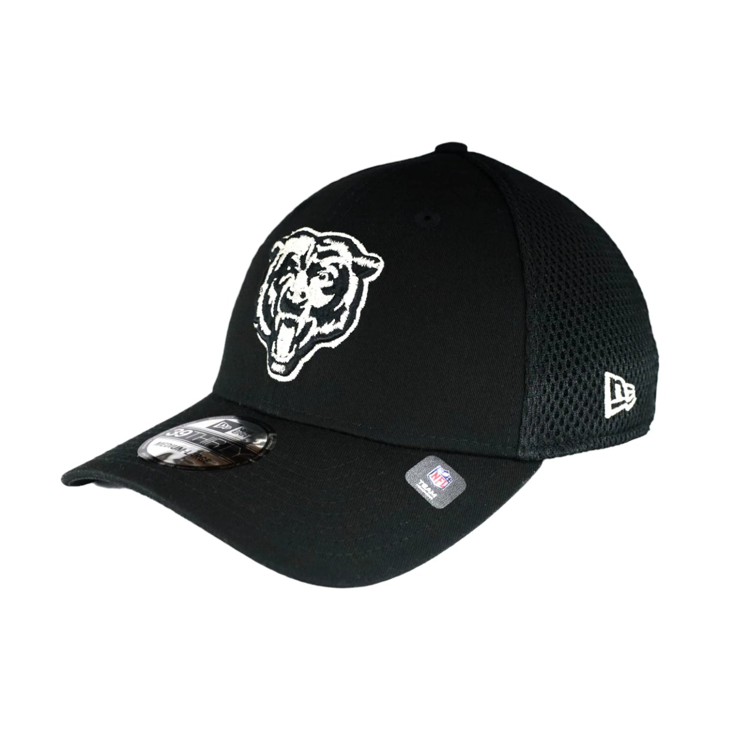 Chicago Bears New Era Black & White 39THIRTY Neo Flex Hat