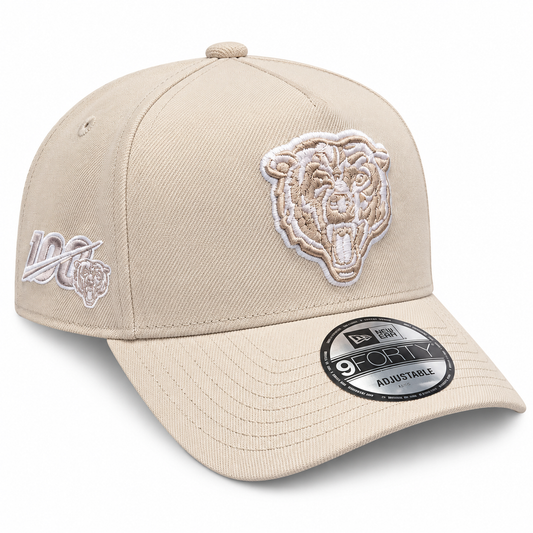 Men's Chicago Bears New Era Primary Logo Tan A-Frame 9Forty Snapback Adjustable Hat