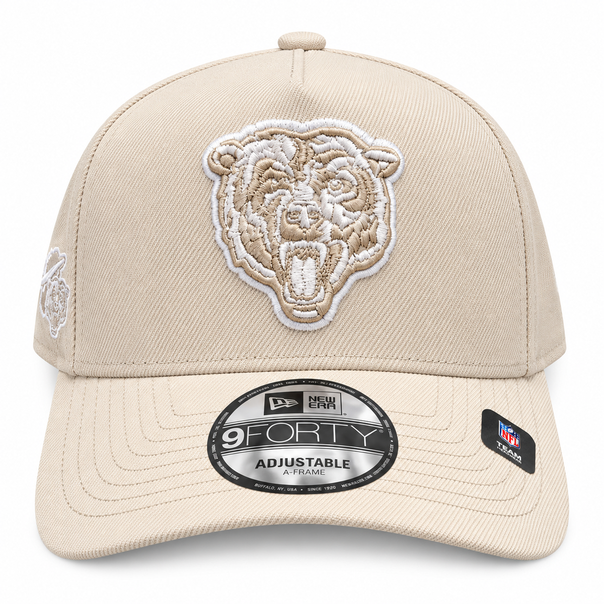 Men's Chicago Bears New Era Primary Logo Tan A-Frame 9Forty Snapback Adjustable Hat