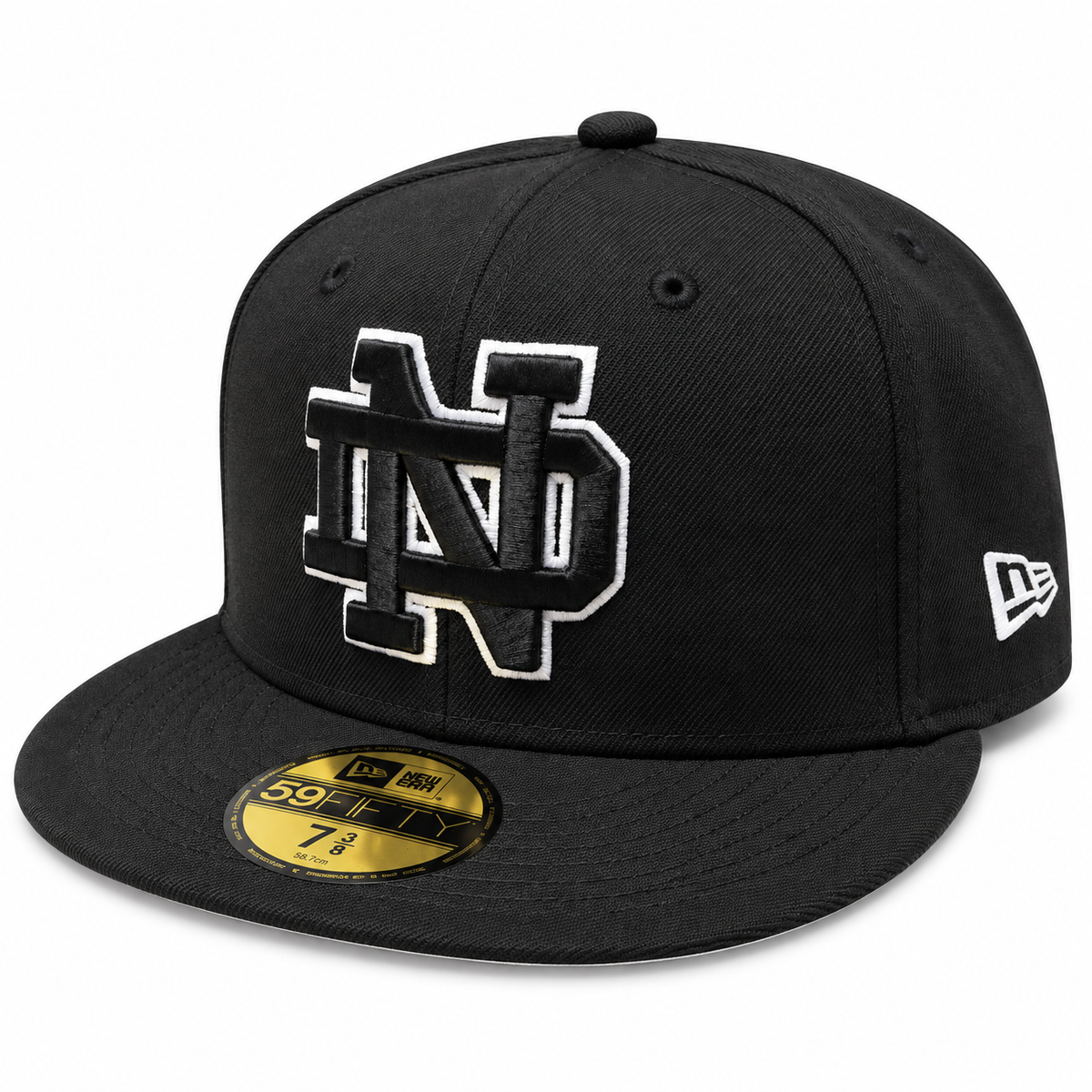 Men's New Era Notre Dame Fighting Irish Black/White ND Logo 59FIFTY Fitted Hat