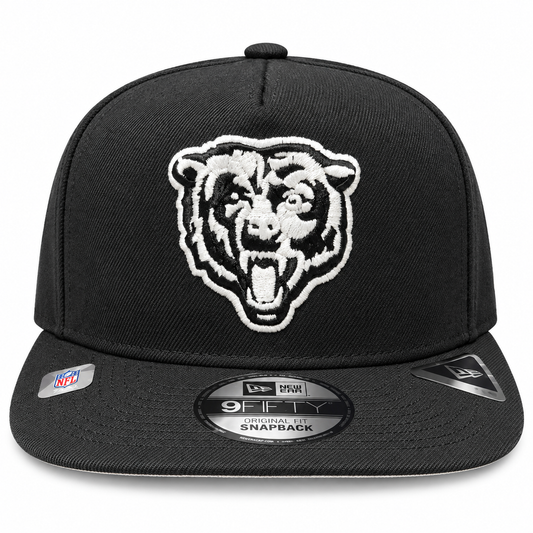 Men's Chicago Bears New Era Black & White Primary Logo A-Frame 9FIFTY Snapback Hat