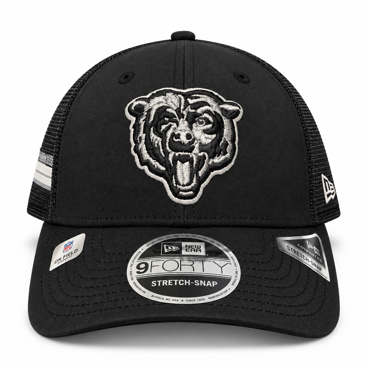 Chicago Bears New Era 2026 Salute To Service 9FORTY Bearhead Logo Stretch-Snap Hat - Black