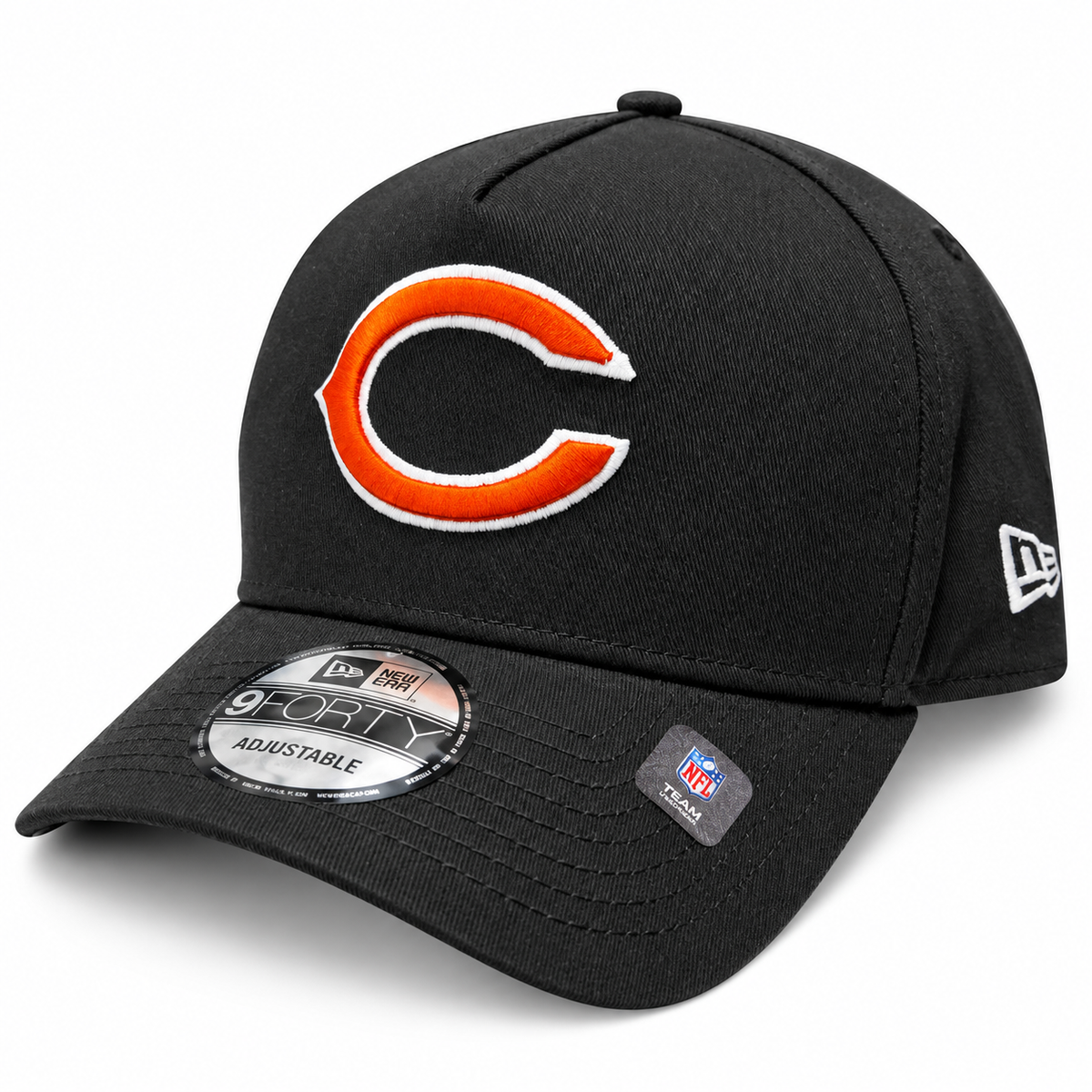 Chicago Bears New Era Evergreen Black Secondary Logo A-Frame 9FORTY Adjustable Hat