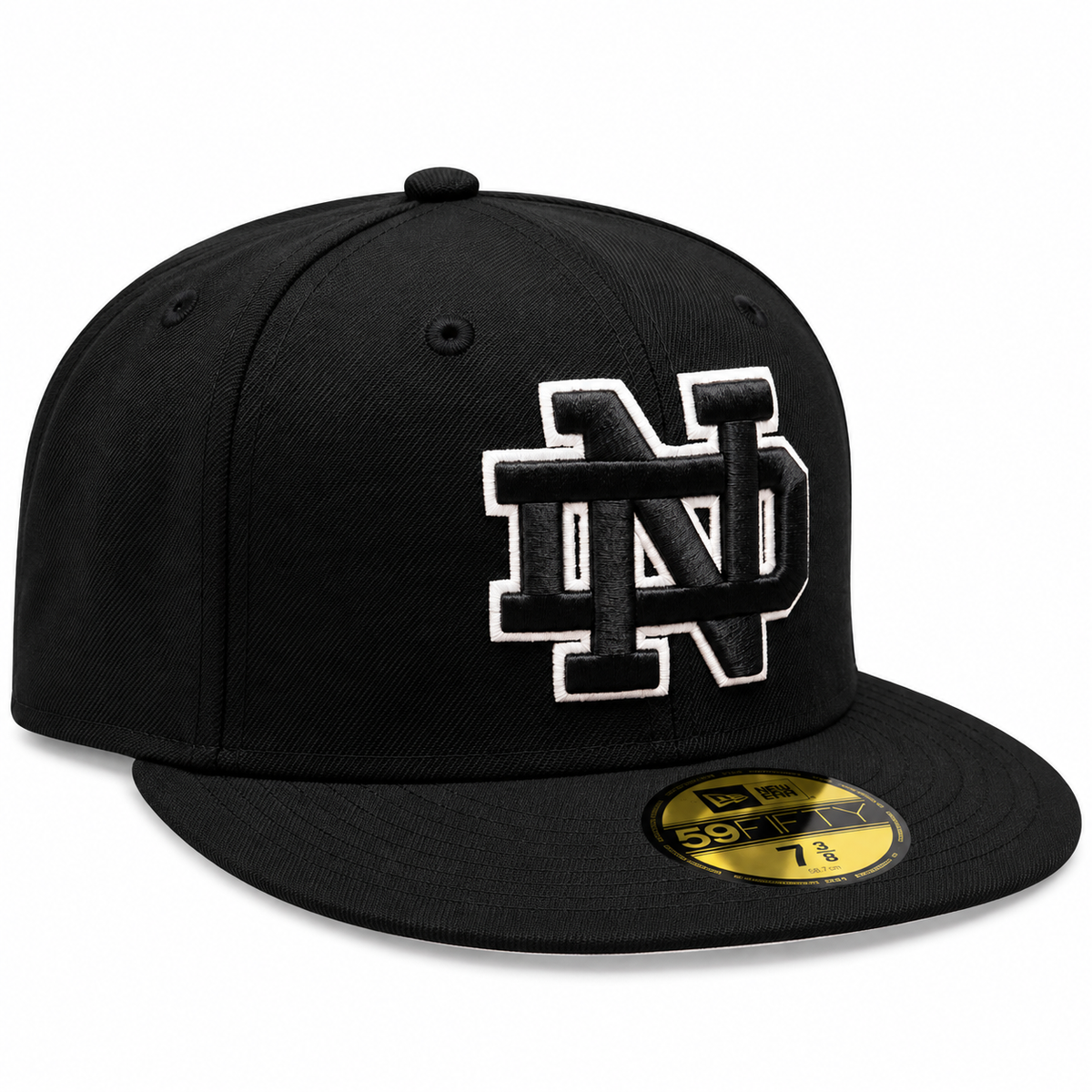 Men's New Era Notre Dame Fighting Irish Black/White ND Logo 59FIFTY Fitted Hat