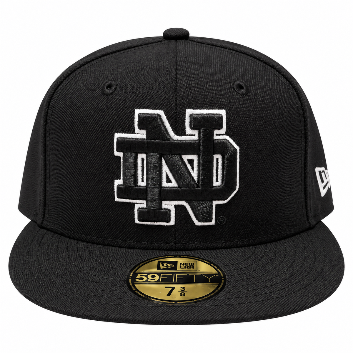 Men's New Era Notre Dame Fighting Irish Black/White ND Logo 59FIFTY Fitted Hat