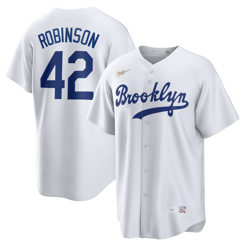 Men's Nike Jackie Robinson White Brooklyn Dodgers Home Cooperstown Collection Player Jersey