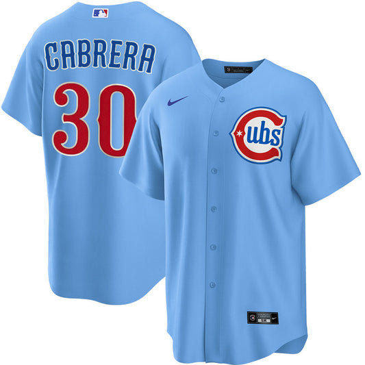 NIKE Men's Chicago Cubs Edward Cabrera #30 Light Blue 2nd Alternate Replica Jersey