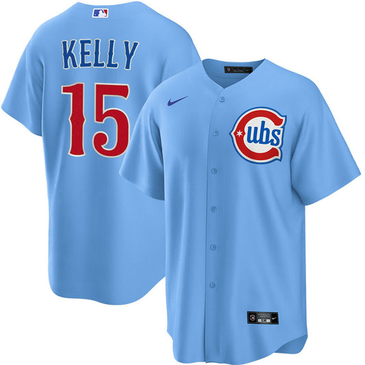 NIKE Men's Chicago Cubs Carson Kelly #15 Light Blue 2nd Alternate Replica Jersey