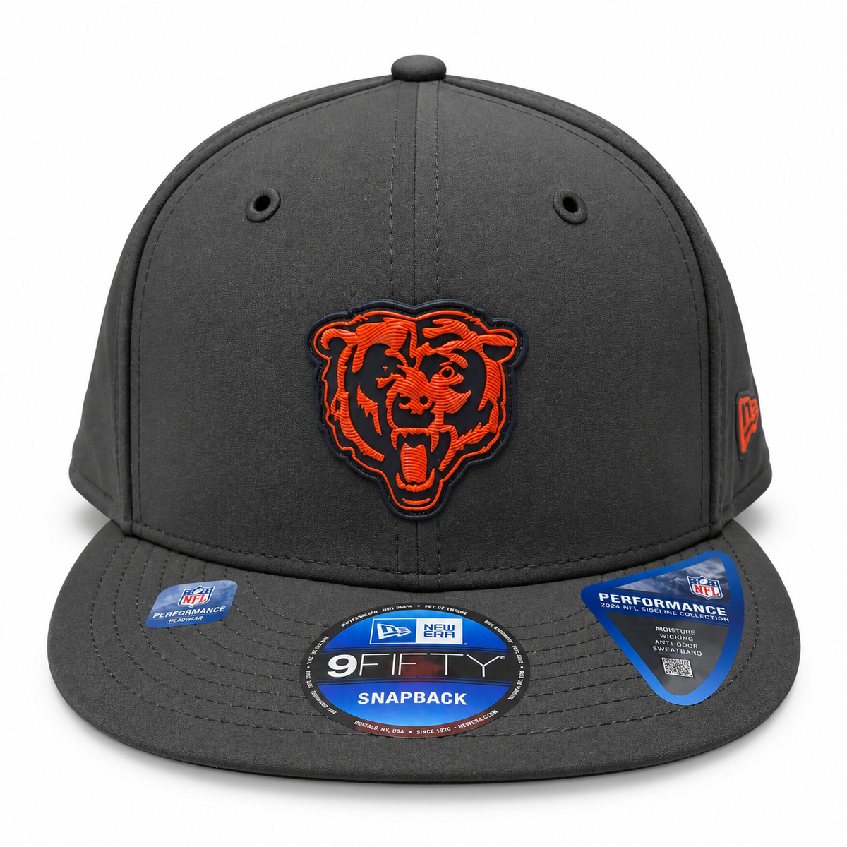 Men's Chicago Bears New Era Graphite 2026 Sideline Primary Logo 9FIFTY Cold Adjustable Hat