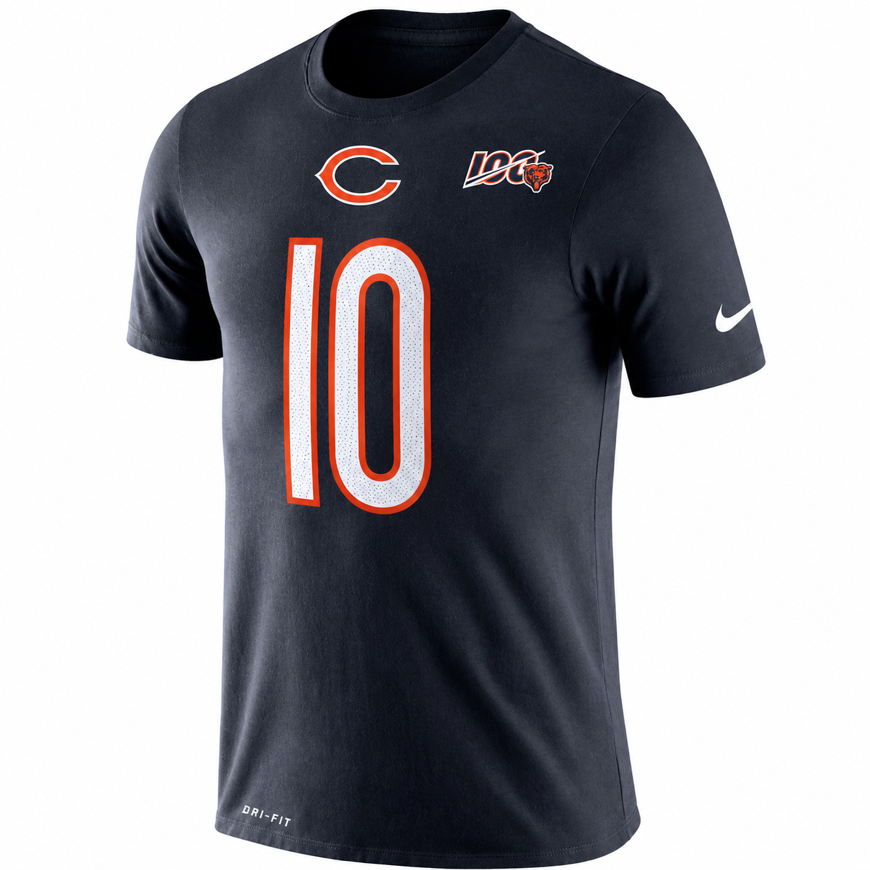 Men's Chicago Bears Mitchell Trubisky 100th Anniversary Nike Navy Player Pride Name & Number Performance T-Shirt