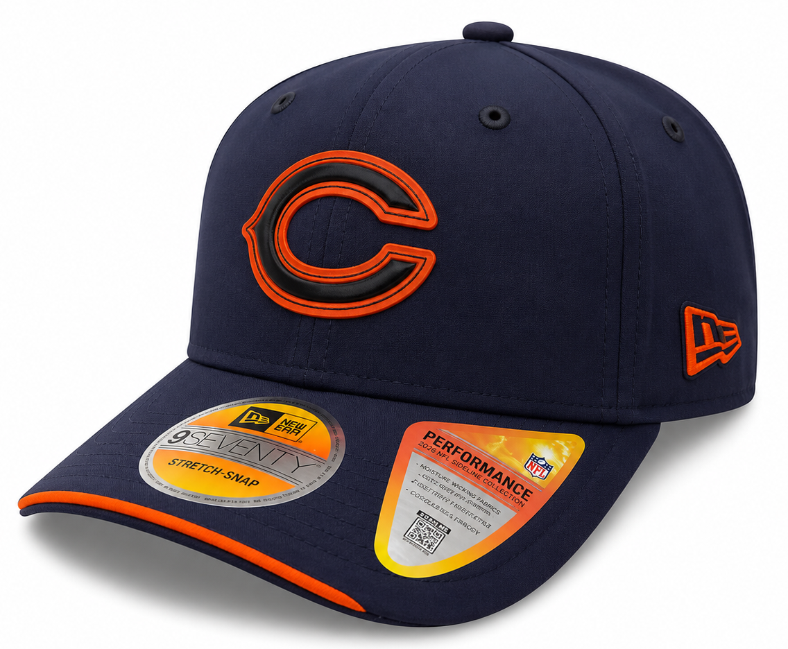 Men's Chicago Bears New Era 2026 NFL Sideline 9SEVENTY Navy 'C logo' Adjustable Hat
