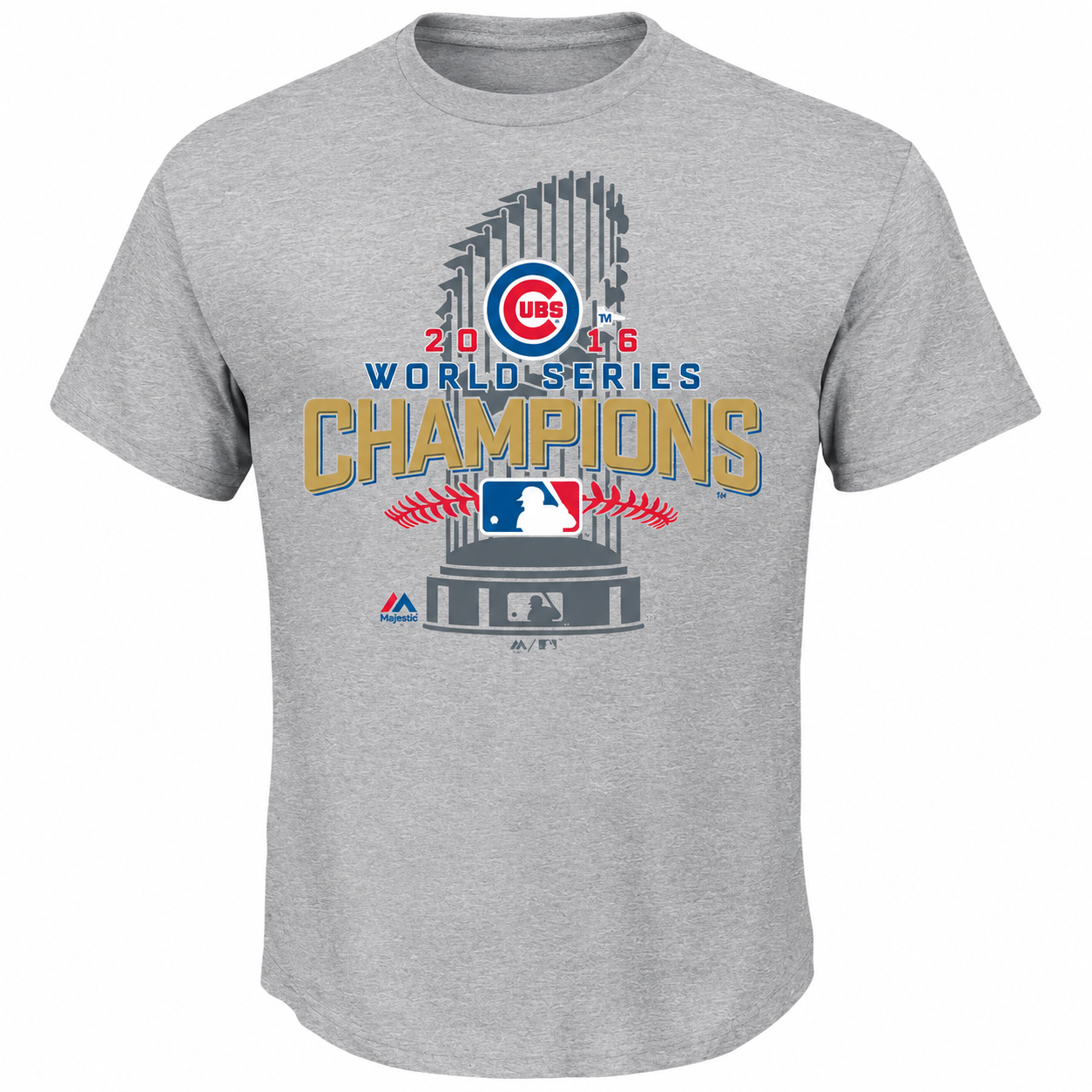 Youth Chicago Cubs Majestic Gray 2016 World Series Champions Locker Room T-Shirt